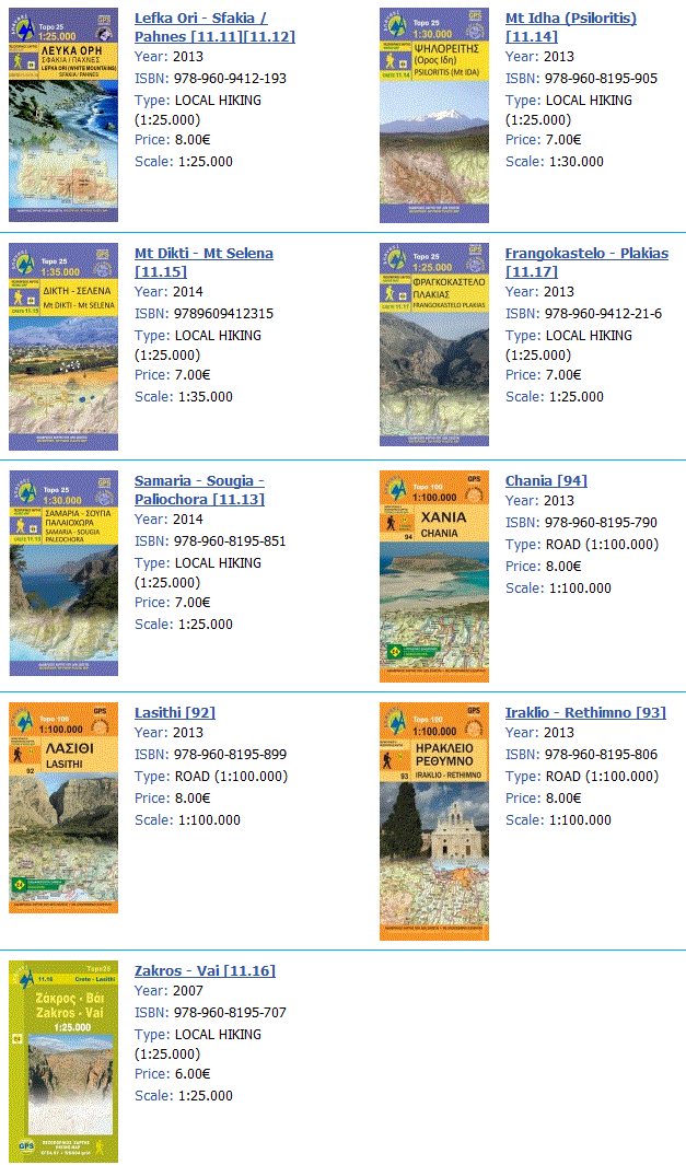 Anavasi maps of Crete